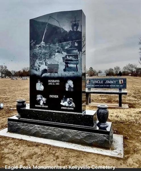 Reynolds back of monument and bench